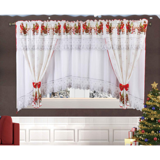 Set de Draperii și Perdele pentru Crăciun - Decor Festiv pentru Ferestrele Tale - Sania lui Mos Craciun