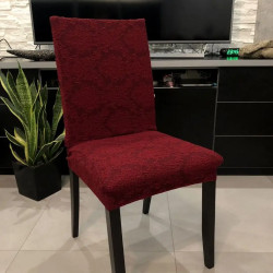 Set 6 Huse Universale Scaun Jacquard Fara Volan - Bordo Set 6 Huse Universale Scaun Jacquard Fara Volan - Bordo