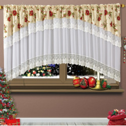 Set de Draperii și Perdele pentru Crăciun - Decor Festiv pentru Ferestrele Tale - Flori si mesaje Craciun