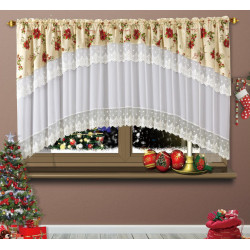 Set de Draperii și Perdele pentru Crăciun - Decor Festiv pentru Ferestrele Tale - Flori si mesaje Craciun