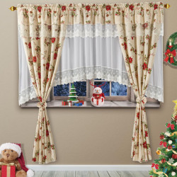 Set de Draperii și Perdele pentru Crăciun - Decor Festiv pentru Ferestrele Tale - Flori de Craciun