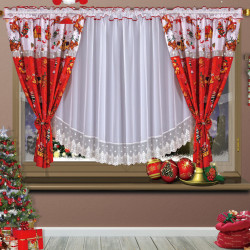 Set de Draperii și Perdele pentru Crăciun - Decor Festiv pentru Ferestrele Tale - clopoței, reni, daruri Craciun