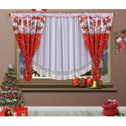 Set de Draperii și Perdele pentru Crăciun - Decor Festiv pentru Ferestrele Tale - clopoței, reni, daruri Craciun