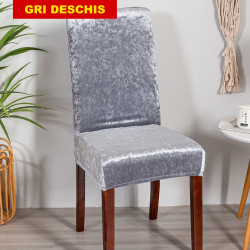 Set 6 huse din catifea pentru scaune - GRI DESCHIS Set 6 huse din catifea pentru scaune - GRI DESCHIS