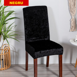 Set 6 huse din catifea pentru scaune - NEGRU