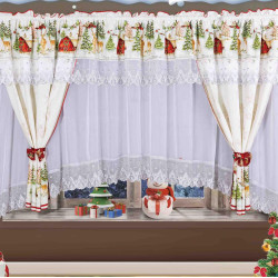 Set de Draperii și Perdele pentru Crăciun - Decor Festiv pentru Ferestrele Tale - Casute si peisaj de iarna