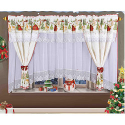 Set de Draperii și Perdele pentru Crăciun - Decor Festiv pentru Ferestrele Tale - Casute si peisaj de iarna