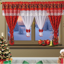 Set de Draperii și Perdele pentru Crăciun - Decor Festiv pentru Ferestrele Tale - Flori de iarna