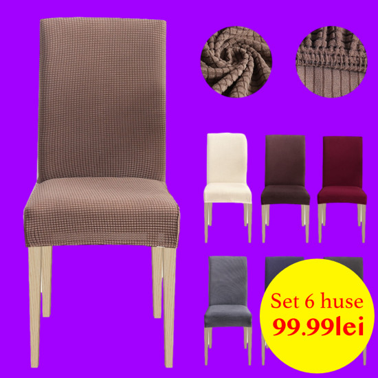 Set 6 huse universale pentru scaune cu sezut patrat Set 6 huse universale pentru scaune cu sezut patrat