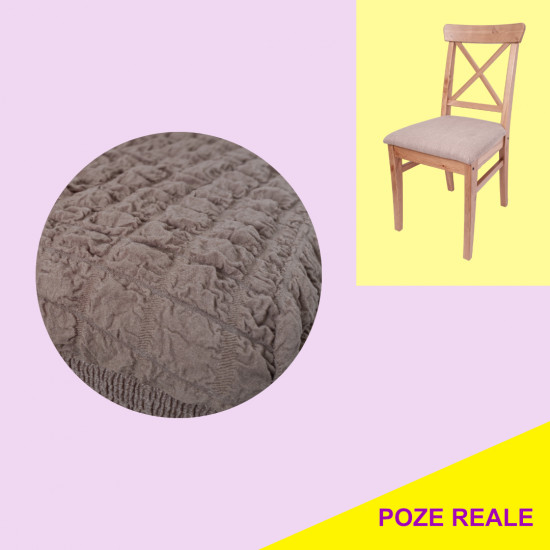 Set 6 huse creponate cu volane pentru scaune - MARO DESCHIS Set 6 huse creponate cu volane pentru scaune - MARO DESCHIS