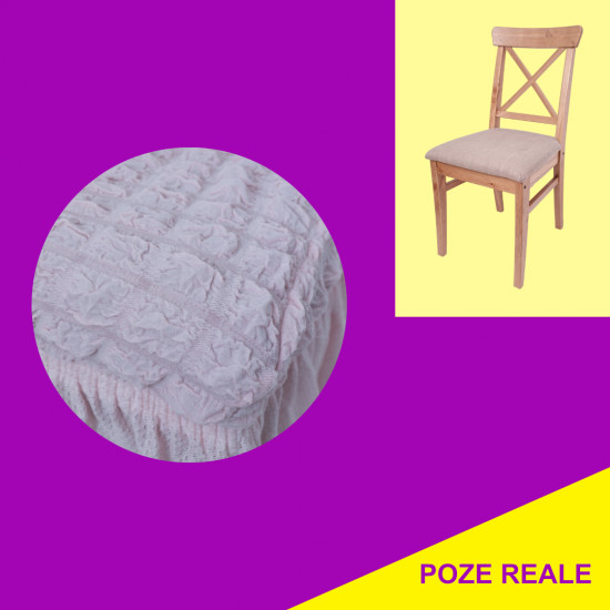 Set 6 huse creponate cu volane pentru scaune - ROZ DESCHIS Set 6 huse creponate cu volane pentru scaune - ROZ DESCHIS