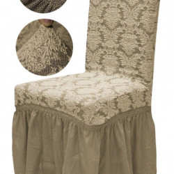 Set 6 Huse Universale Scaun Jacquard Cu Volan - Bej Set 6 Huse Universale Scaun Jacquard Cu Volan - Bej